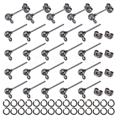 100Pcs Iron Ball Stud Earring Findings KK-UN0001-33-1