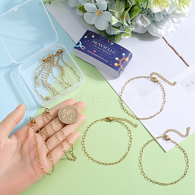 12Pcs 304 Stainless Steel Paperclip Chain Bracelets Set for Women BJEW-SC0001-21-1