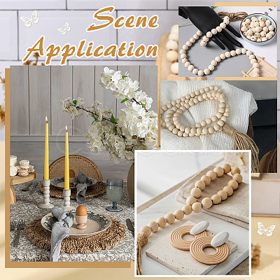 4Pcs Wood Beaded Pendant Decorations HJEW-MA00019-1