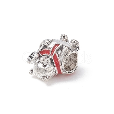 Christmas Theme Alloy Enamel European Beads MPDL-Q213-11AS-1