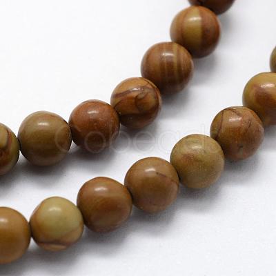 Natural Wood Lace Stone Beads Strands G-I199-17-8mm-1