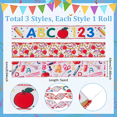 3 Rolls 3 Styles Polyester Ribbon OCOR-UN0001-16-1
