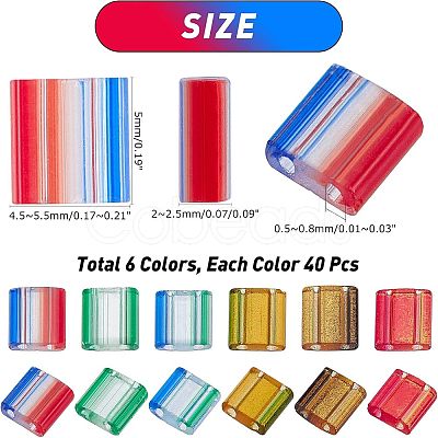 240Pcs 6 Colors 2-Hole Glass Seed Beads SEED-NB0001-24-1