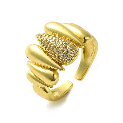Brass with Cubic Zirconia Rings RJEW-B057-01G-02-1
