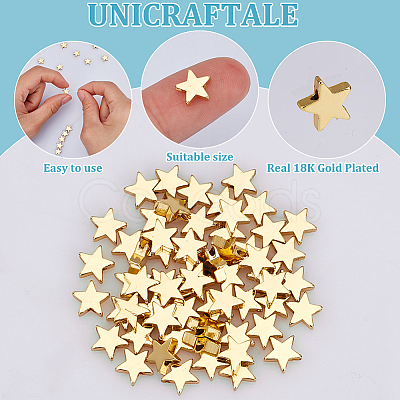 60Pcs Rack Plating Star Brass Beads KK-UN0003-58-1