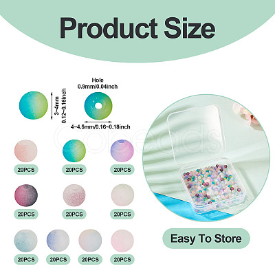 200Pcs 10 Colors Crackle Glass Beads Strands GLAA-TA0003-31D-1