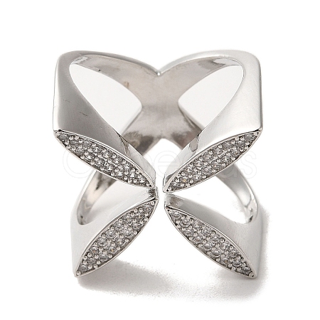 Brass Micro Pave Cubic Zirconia Rings RJEW-R141-01P-1