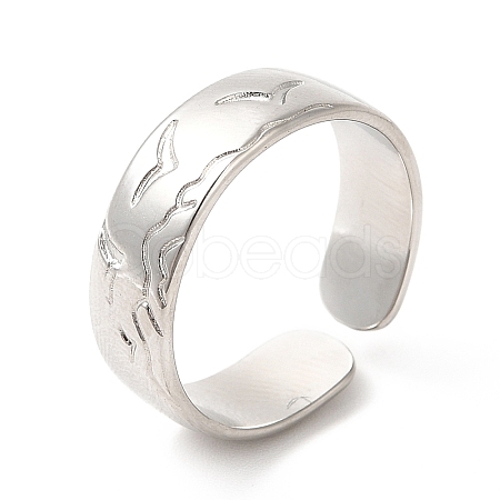 Non-Tarnish 304 Stainless Steel Common Gull Open Cuff Ring for Women RJEW-E063-14P-1