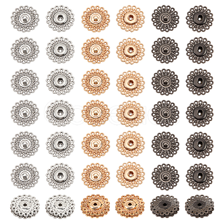 24 Sets 3 Colors Zinc Alloy Snap Buttons FIND-NB0003-68-1