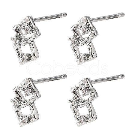 SHEGRACE Brass Micro Pave Clear Cubic Zirconia Stud Earring XGRQ4N558-729P-1