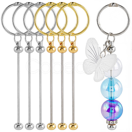 10Pcs 2 Colors Iron Bar Beadable Keychain Clasps AJEW-SC0003-90-1