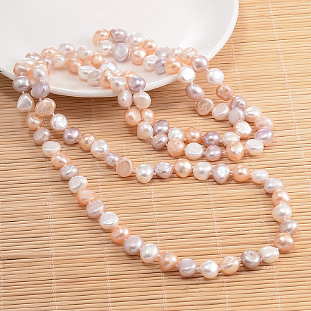 Natural Pearl Nuggets Beaded Necklace NJEW-P126-B-01C-01-1