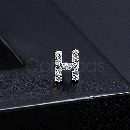 Platinum Brass Micro Pave Cubic Zirconia Stud Earrings XI6969-8-1