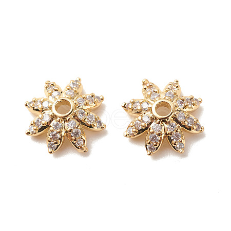 Brass Micro Pave Clear Cubic Zirconia Bead Caps KK-G420-31G-1