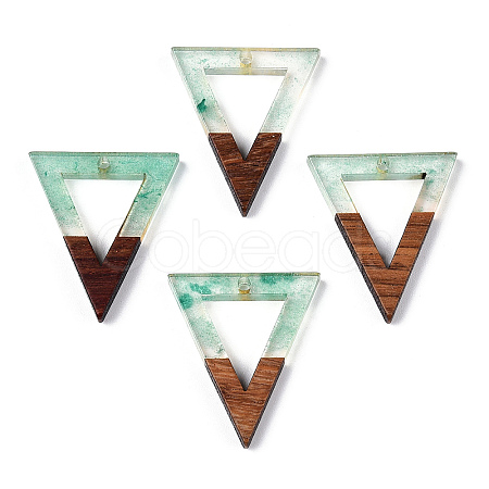 Transparent Resin & Walnut Wood Pendants RESI-ZX017-22-1