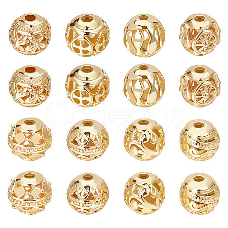 32Pcs 8 Style Alloy Hollow Beads PALLOY-BBC0001-05-1