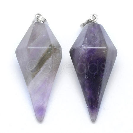 Natural Amethyst Pointed Pendants KK-E757-F-12P-1