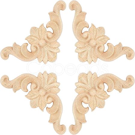 Natural Solid Wood Carved Onlay Applique Craft WOOD-FH0001-21-1