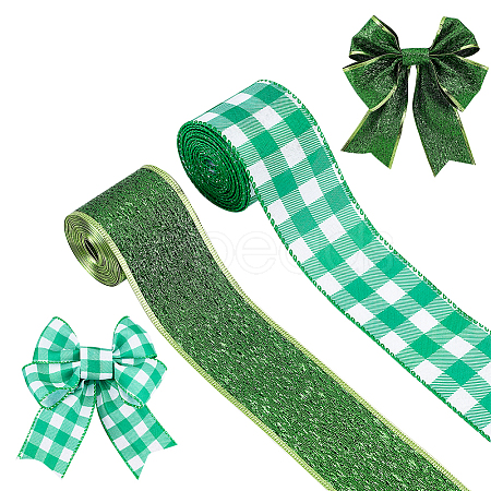 2 Rolls 2 Styles Polyester Ribbon OCOR-GA0001-52-1