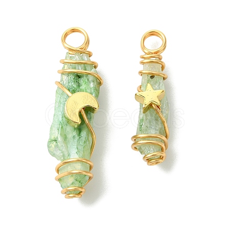 2Pcs Electroplated Natural Quartz Crystal Dyed Copper Wire Wrapped Pendants PALLOY-JF03172-01-1