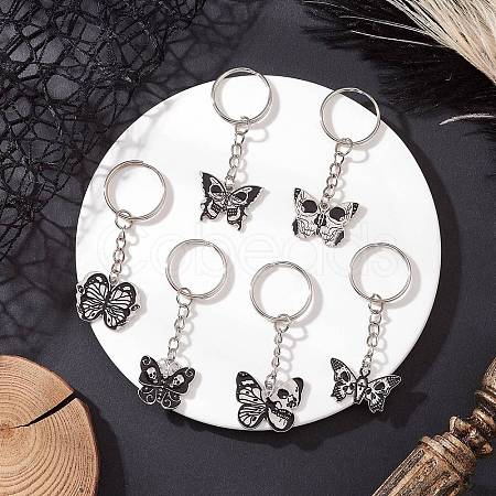 6Pcs Halloween Alloy Enamel Keychian KEYC-JKC01409-1