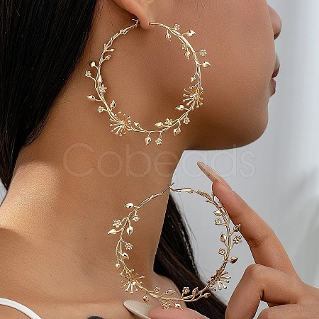 Alloy Branch Flower Big Hoop Earrings for Women WGC29F5-01-1