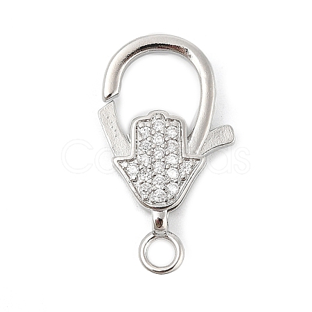 Brass Micro Pave Clear Cubic Zirconia Lobster Claw Clasps KK-P299-04P-1
