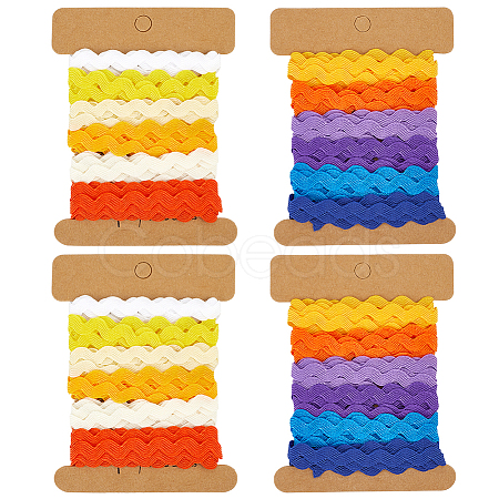 4 Cards 2 Styles  Polyester Wavy Fringe Trim Ribbon DIY-GF0009-48B-1