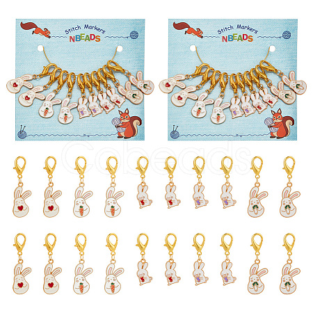 Alloy Enamel Rabbit Pendant Locking Stitch Markers HJEW-AB00030-1