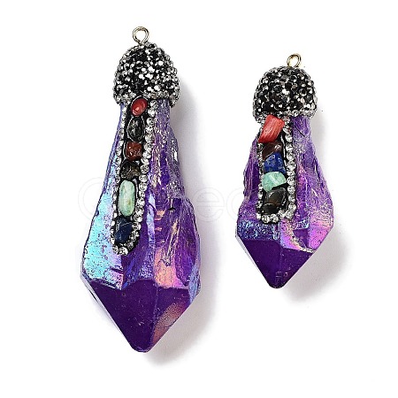 Electroplated Raw Rough Natural Quartz Crystal Big Pendants G-B077-04A-08-1
