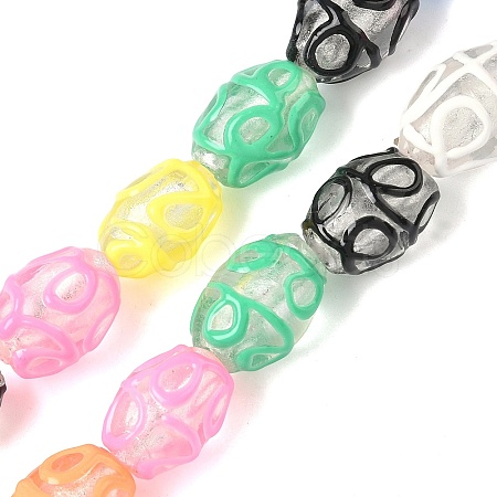 Handmade Silver Foil Glass Beads LAMP-K039-38-1