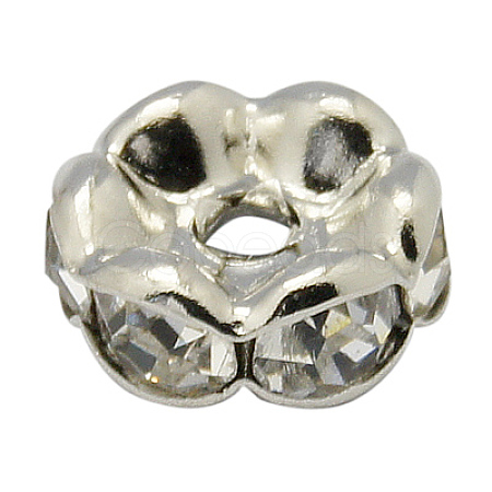 Brass Rhinestone Spacer Beads X-RB-A014-L8mm-01P-NF-1