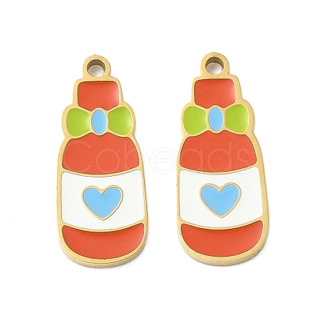 304 Stainless Steel Enamel Pendants X1-STAS-G360-04G-05-1