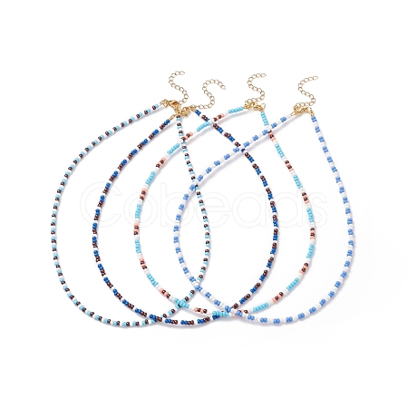 4Pcs 4 Colors Glass Seed Beaded Necklaces Set for Women NJEW-JN03950-1