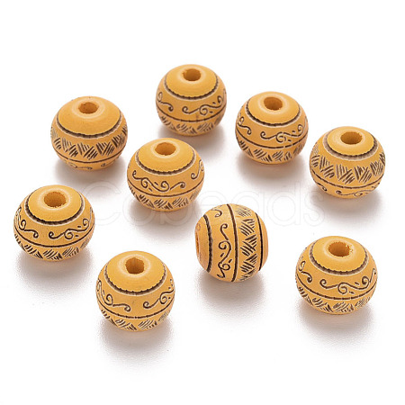 Painted Natural Wood Beads X-WOOD-N006-02A-09-1