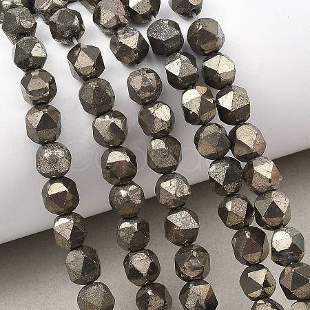 Natural Gold Pyrite/Golden Pyrite Beads Strands G-G458-I01-8mm-1
