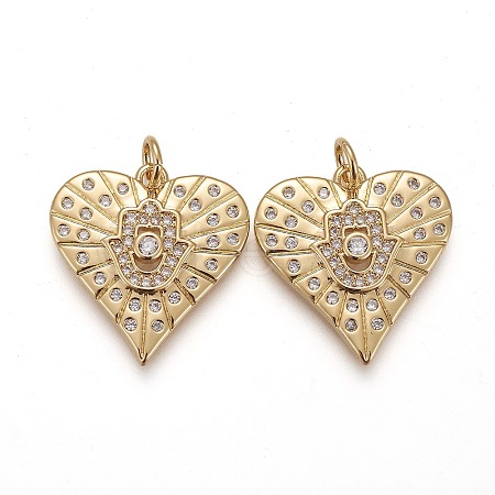 Brass Micro Pave Clear Cubic Zirconia Pendants X-ZIRC-Z009-02G-1