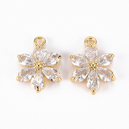 Brass Clear Cubic Zirconia Pendants X-ZIRC-S068-025-NF-1