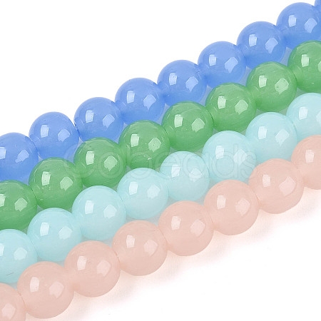 Imitation Jade Glass Beads Strands GLAA-N058-6mm-C01-1