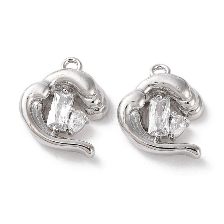 Brass Micro Pave Clear Cubic Zirconia Charms KK-G491-30P-1