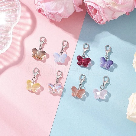 Transparent Glass Butterfly Pendant Decorations HJEW-JM04018-01-1