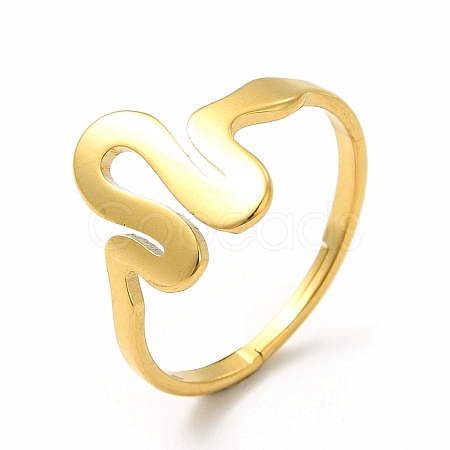Ion Plating(IP) 304 Stainless Steel Snake Adjustable Ring for Women RJEW-B027-25G-1