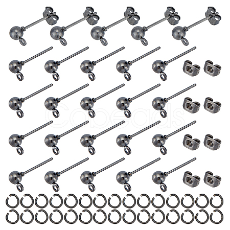 100Pcs Iron Ball Stud Earring Findings KK-UN0001-33-1
