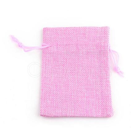 Polyester Imitation Burlap Packing Pouches Drawstring Bags ABAG-R005-9x7-19-1