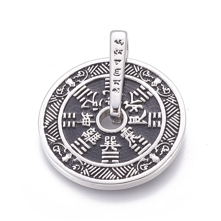 304 Stainless Steel Taoist Coin Pendants STAS-G207-16AS-1