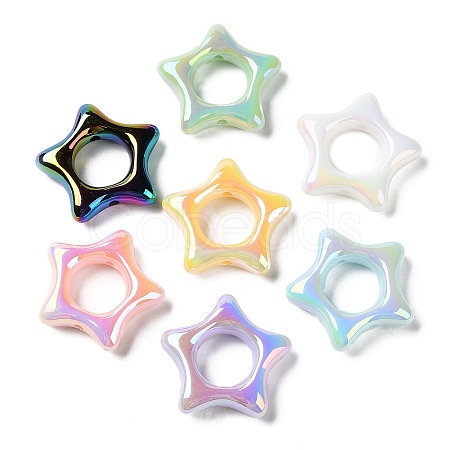 UV Plating Rainbow Iridescent Acrylic Bead Frames X-PACR-E003-02-1