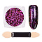 Nail Art Glitter Flakes, Starry Sky/Mirror Effect, Iridescent Glitter Flakes, with One Brush, Purple, 30x30x17mm, about 0.3g/box