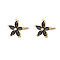 Cubic Zirconia Flower Stud Earrings, Golden 925 Sterling Silver Post Earrings, Black, 7.2mm