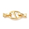 Brass Fold Over Clasps, Oval, Real 18K Gold Plated, 39mm, Oval: 17x11.5x1.7mm, Clasp: 11.5x6.5x6.5mm