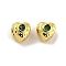 Brass Micro Pave Clear Cubic Zirconia Beads, Real 18K Gold Plated, Heart, Green, 4.5x4.5x4.5mm, Hole: 1.6mm